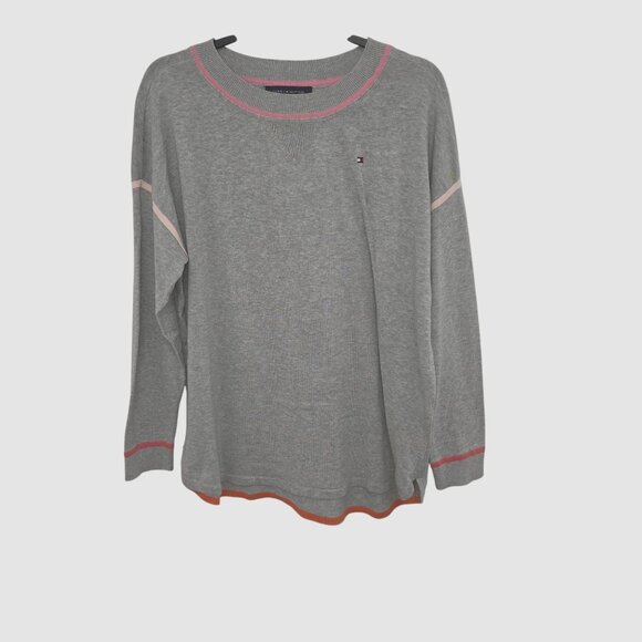 Tommy Hilfiger Gray & Pink Accent Womens M Sweater 4135 - Picture 1 of 8